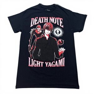 Death Note Light Yagami T Shirt Adult Size Small Black Red Vintage Retro Style